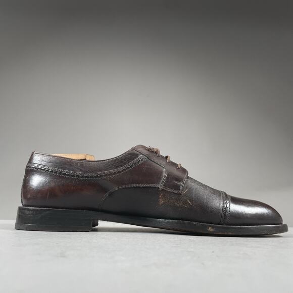 Mezlan Napoli Men's Size 9.5 Brown Leather Cap Toe Oxfords Dress Shoe Casual EUC - Picture 5 of 9